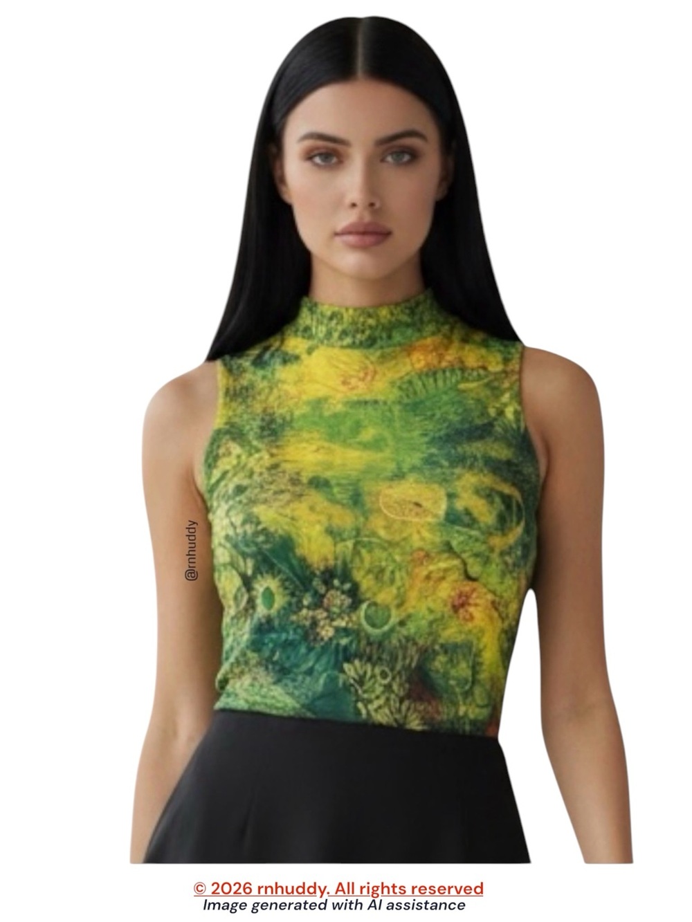 Inoah XL artsy mesh sleeveless top